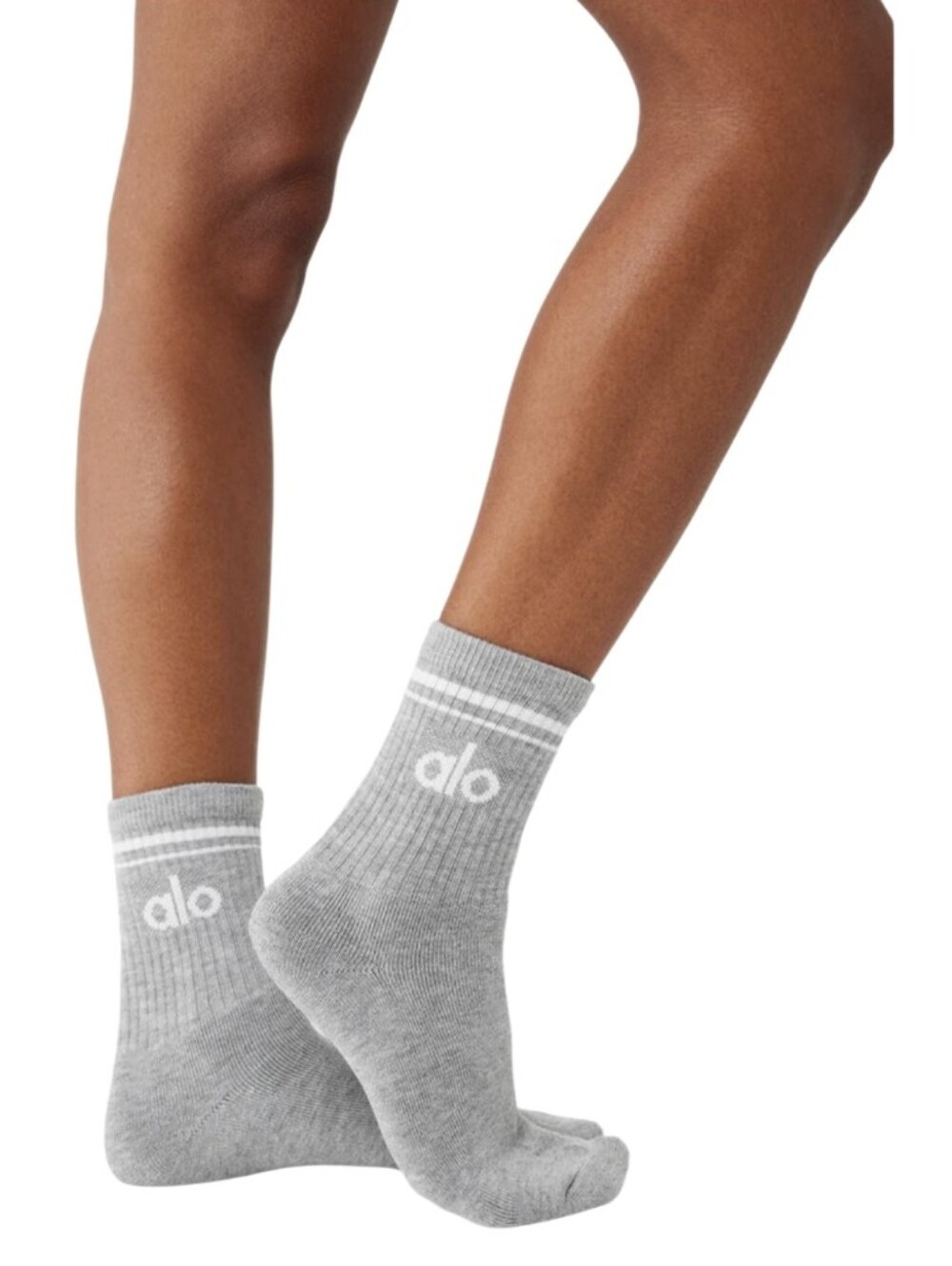 #14 Gray Ribbed Athletic Crew Socks with Logo